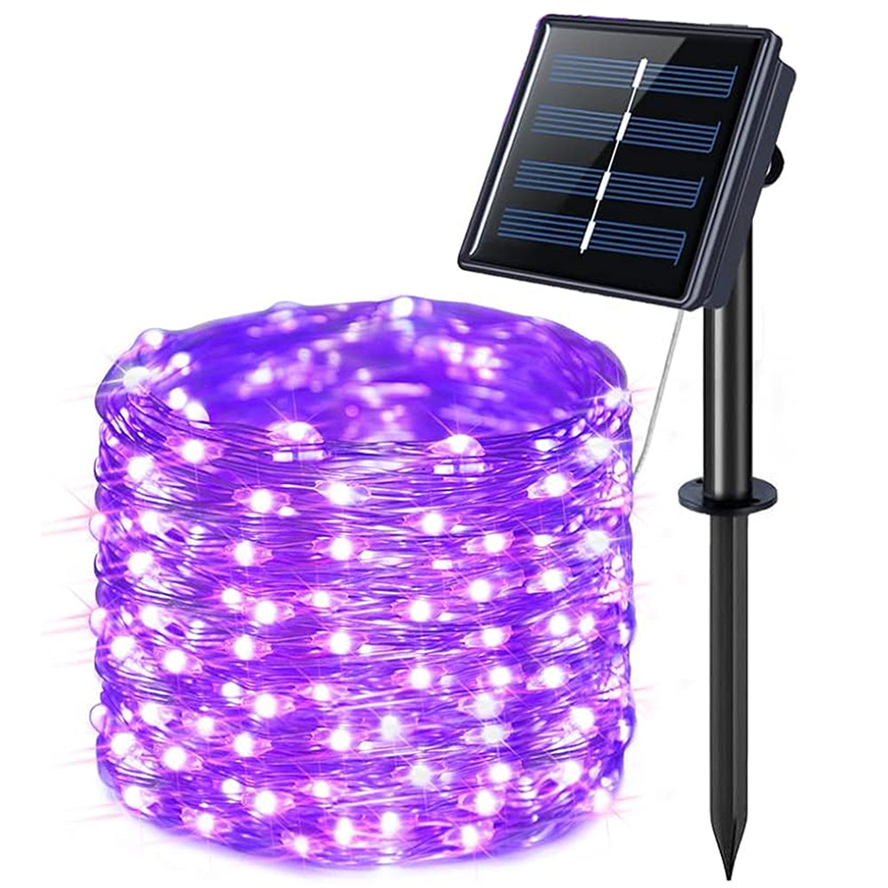 10M Solar Fairy Lights 100 LED Purple Outdoor Garden String Lights