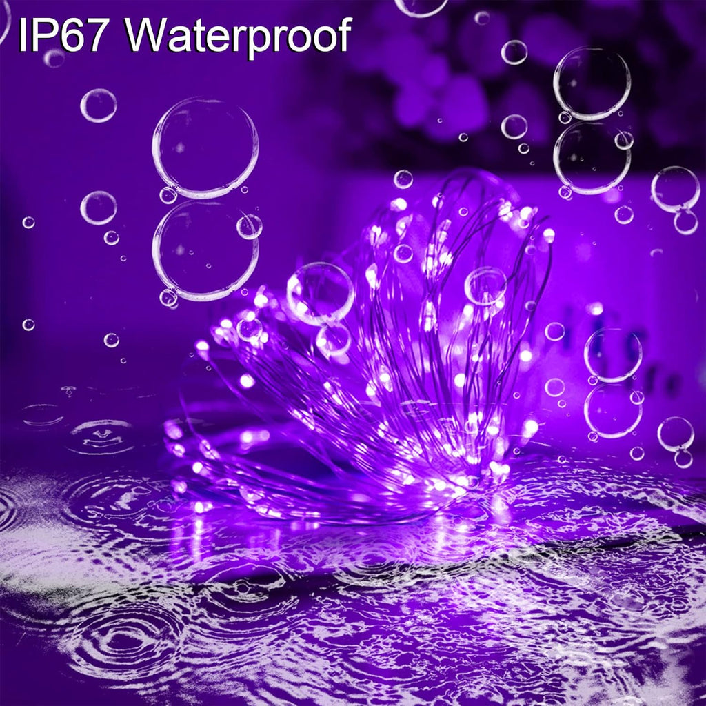 10M Solar Fairy Lights 100 LED Purple Outdoor Garden String Lights