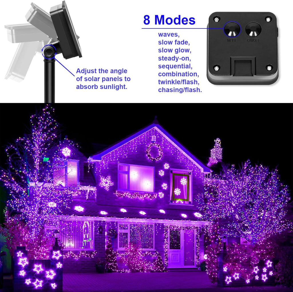 10M Solar Fairy Lights 100 LED Purple Outdoor Garden String Lights