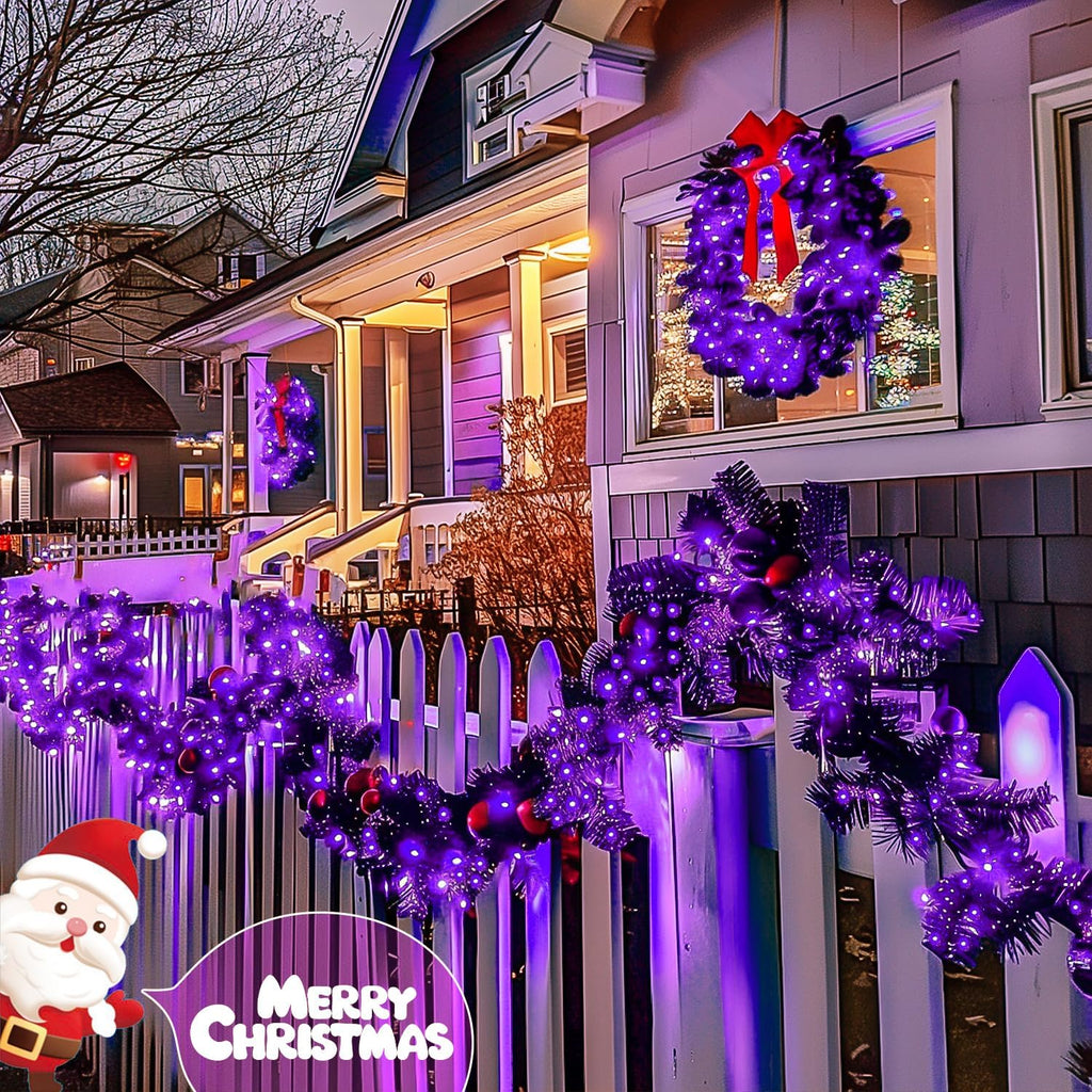 10M Solar Fairy Lights 100 LED Purple Outdoor Garden String Lights