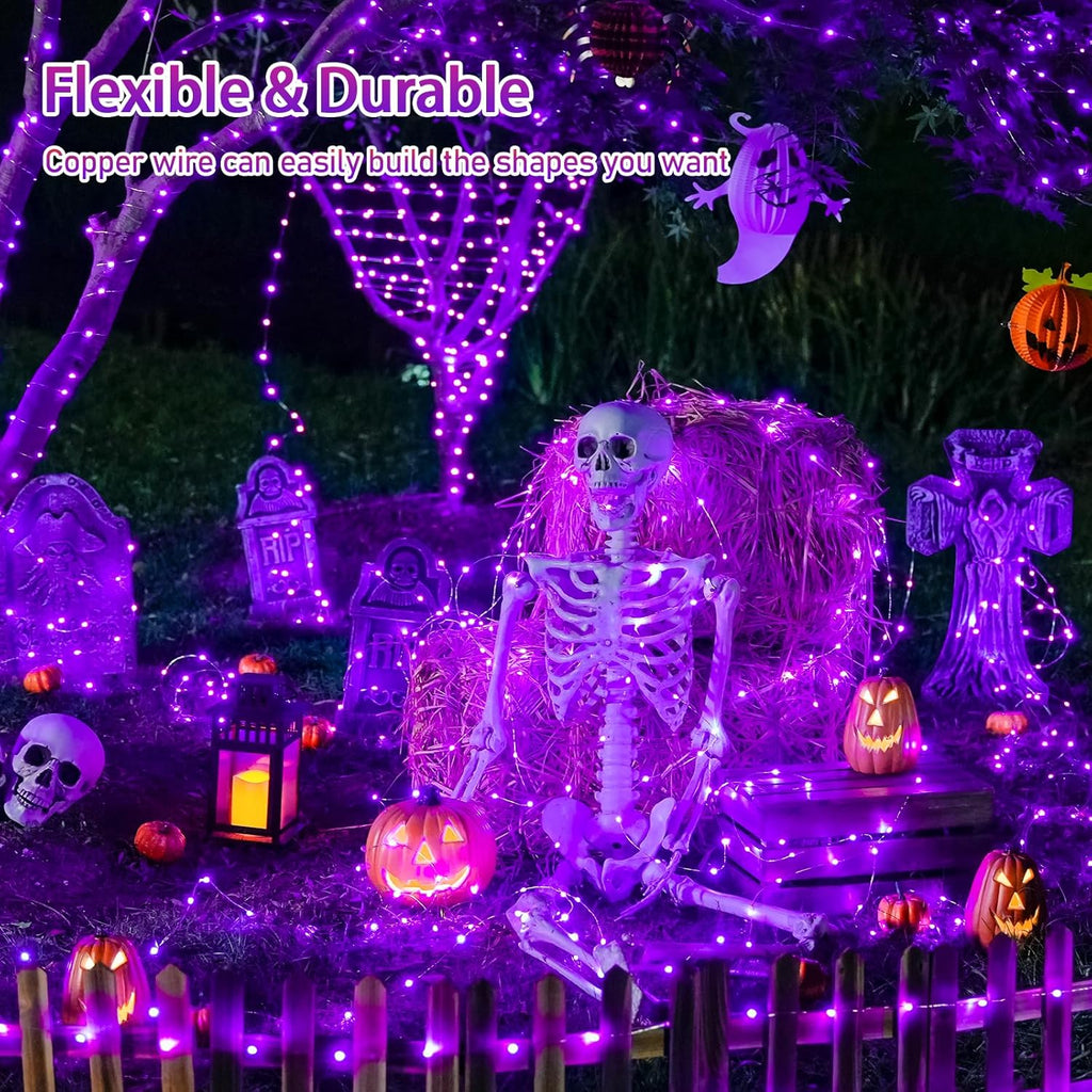 10M Solar Fairy Lights 100 LED Purple Outdoor Garden String Lights
