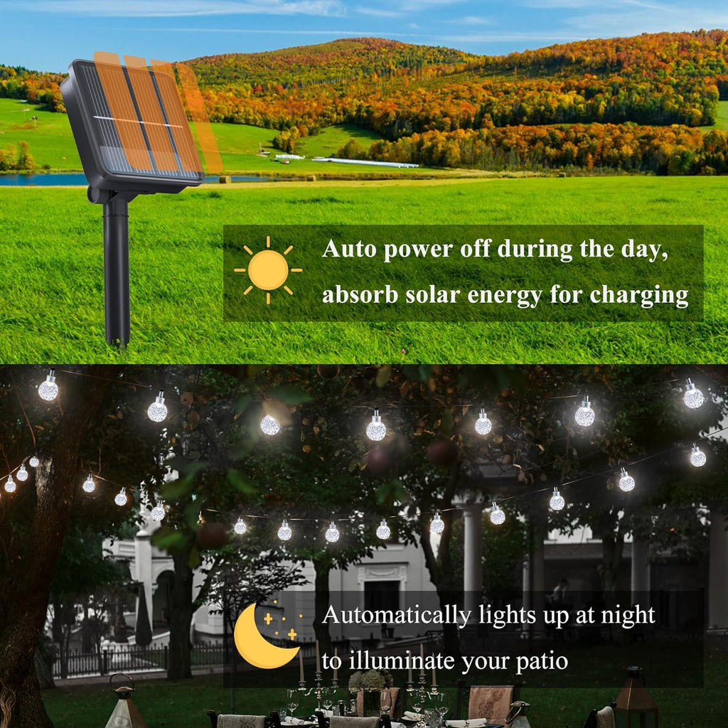 12M 100LEDs Solar Globe Lights Waterproof Outdoor Solar Garden Fairy String Lights