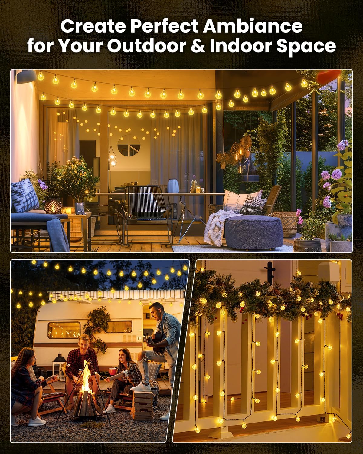 12M 100LEDs Solar Globe Lights Waterproof Outdoor Solar Garden Fairy String Lights