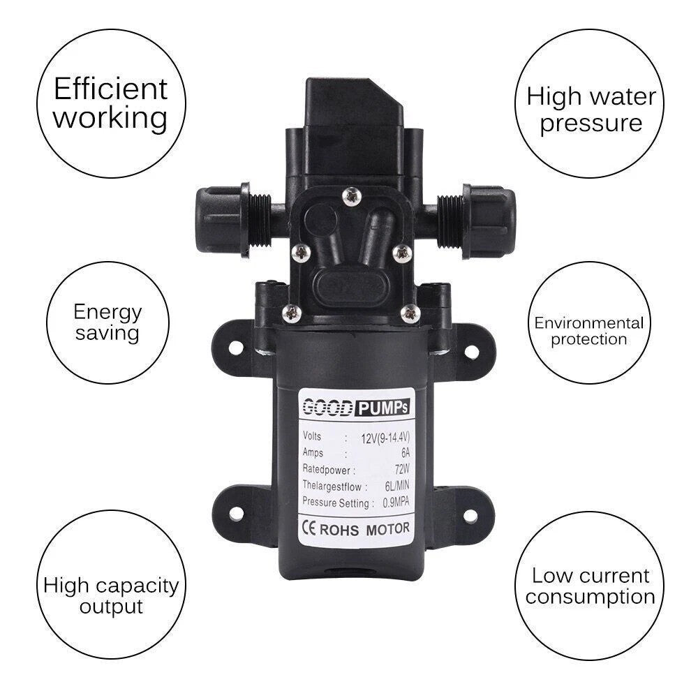 12V Water Pump 6L 130PSI Diaphragm Sprayer Pump Irrigation Pump
