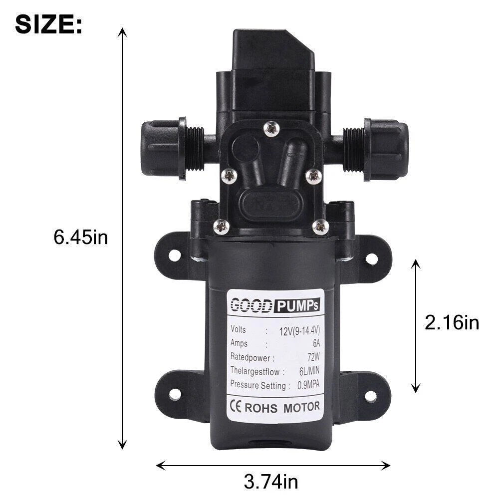 12V Water Pump 6L 130PSI Diaphragm Sprayer Pump Irrigation Pump