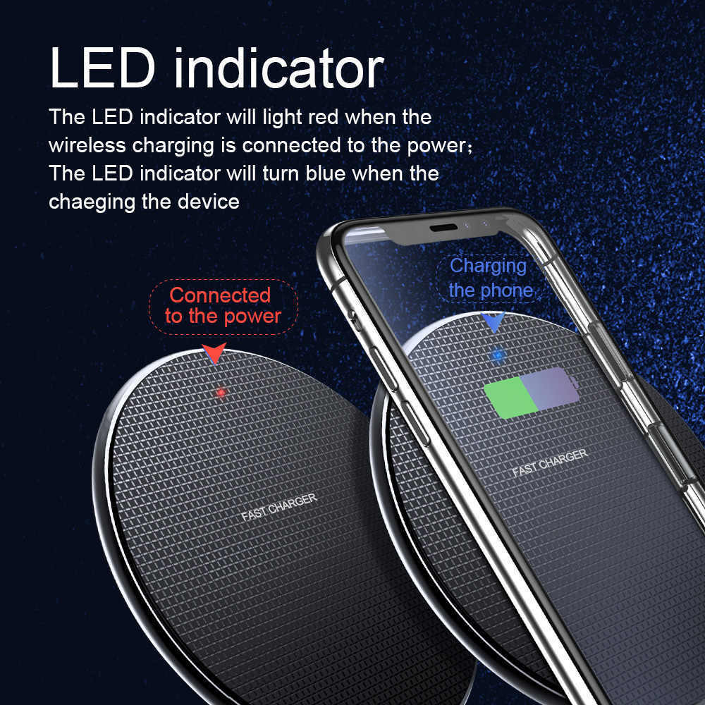 15W Qi Wireless Charger Fast Charging Pad USB-C for iPhone Samsung