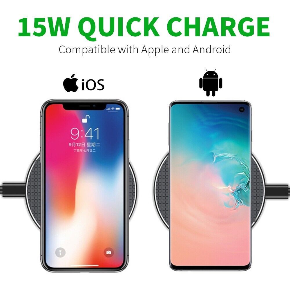 15W Qi Wireless Charger Fast Charging Pad USB-C for iPhone Samsung