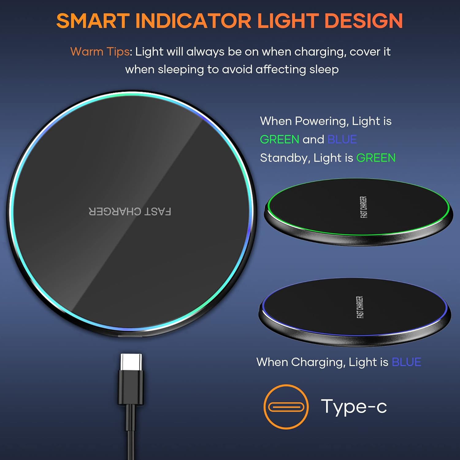 Fast Qi Wireless Charger 15W Charging Pad for iPhone Samsung Oppo