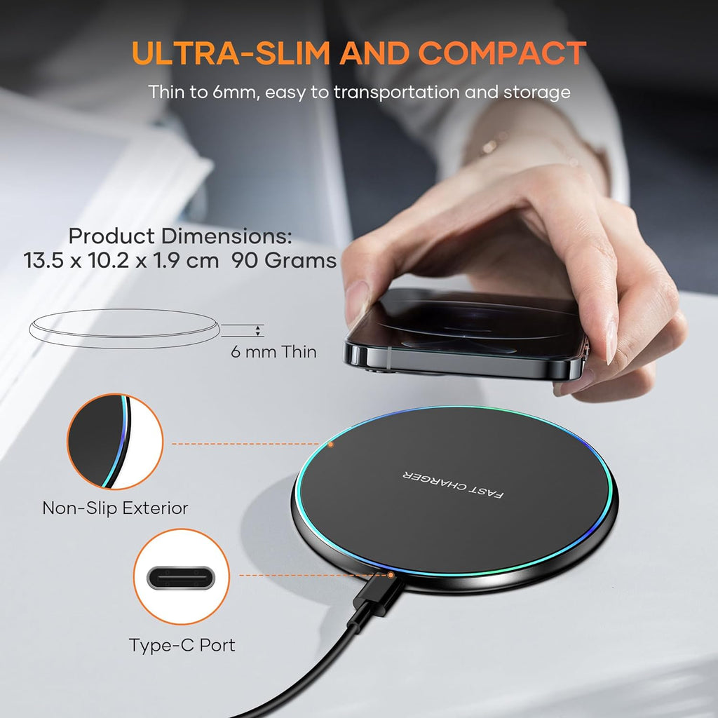 Fast Qi Wireless Charger 15W Charging Pad for iPhone Samsung Oppo