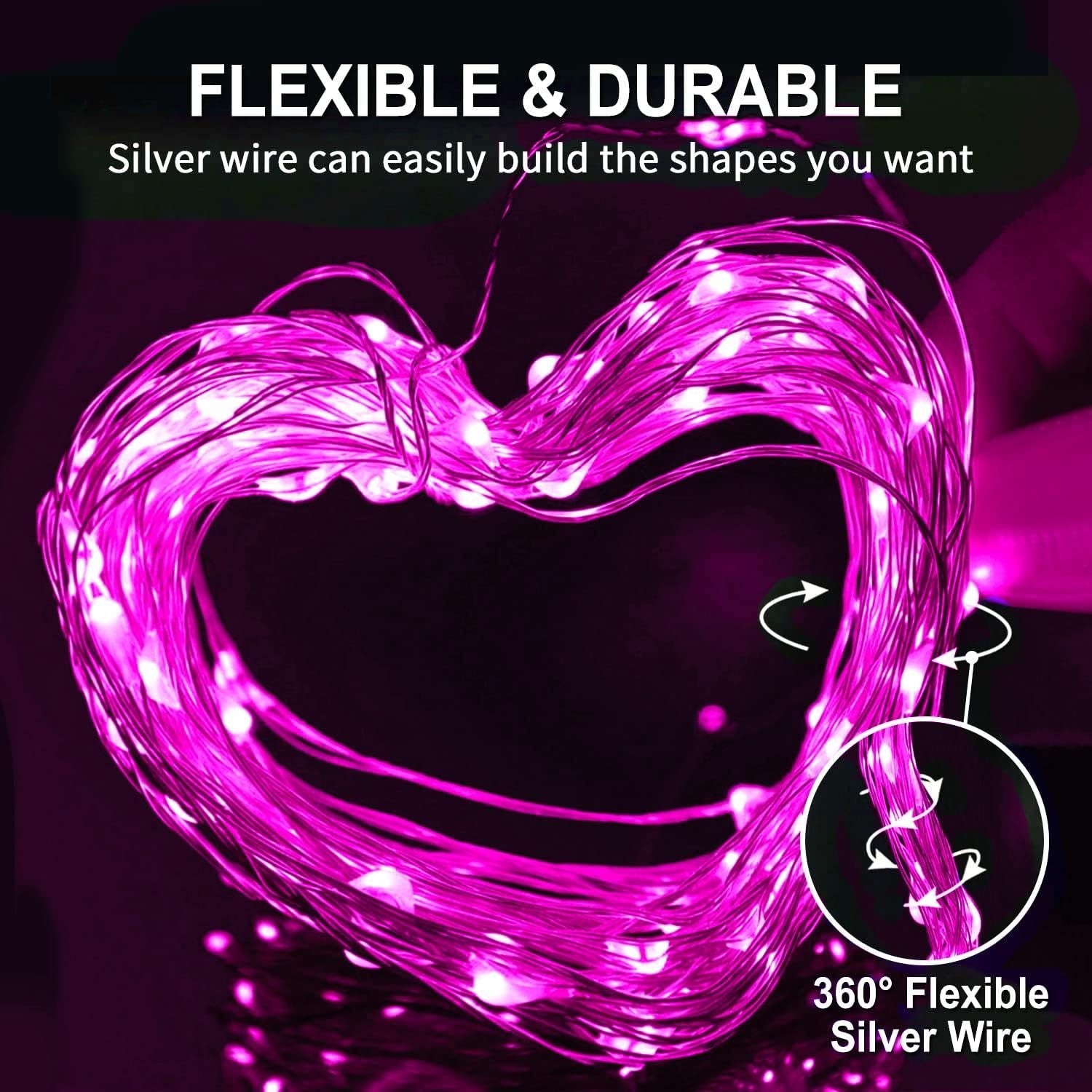20M 200 LED String Lights - Pink Light