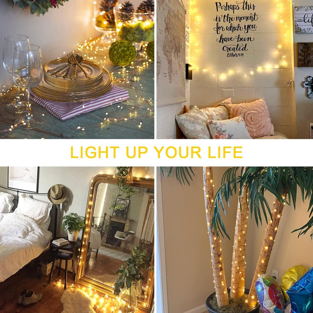 20m USB Flexible Silver Wire String Fairy Lights with Remote Control Warm White