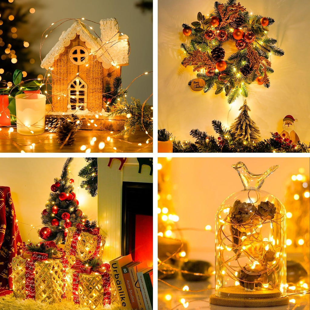 20m USB Flexible Silver Wire String Fairy Lights with Remote Control Warm White