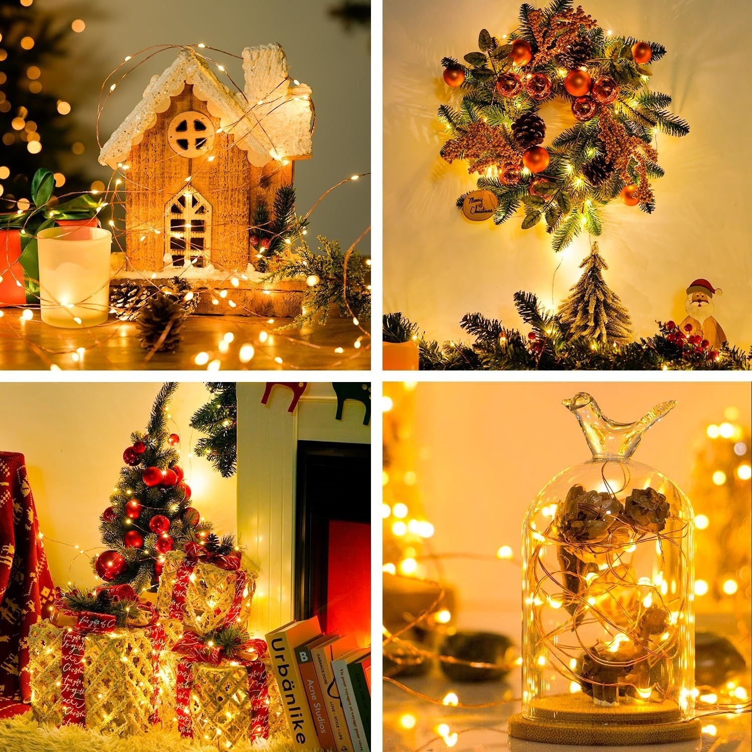 20m USB Flexible Silver Wire String Fairy Lights with Remote Control Warm White