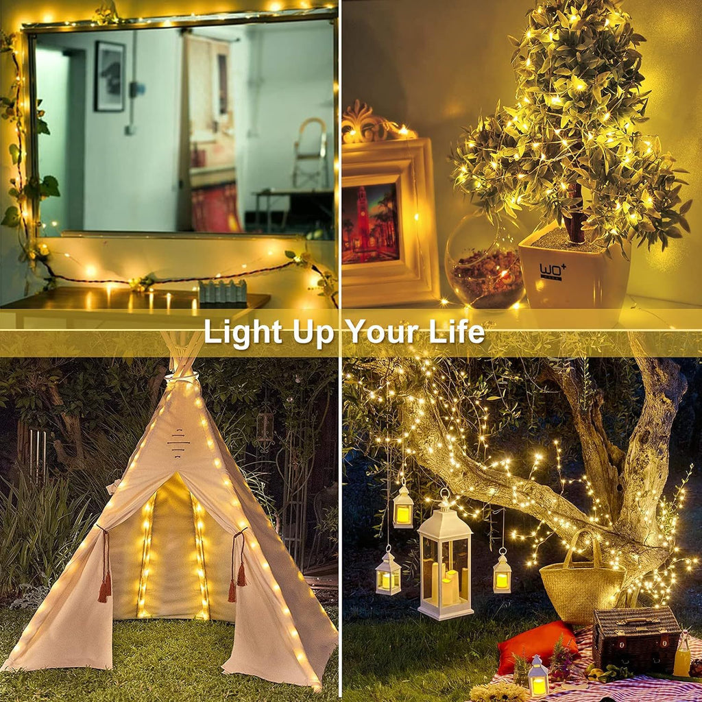 20m USB Flexible Silver Wire String Fairy Lights with Remote Control Warm White