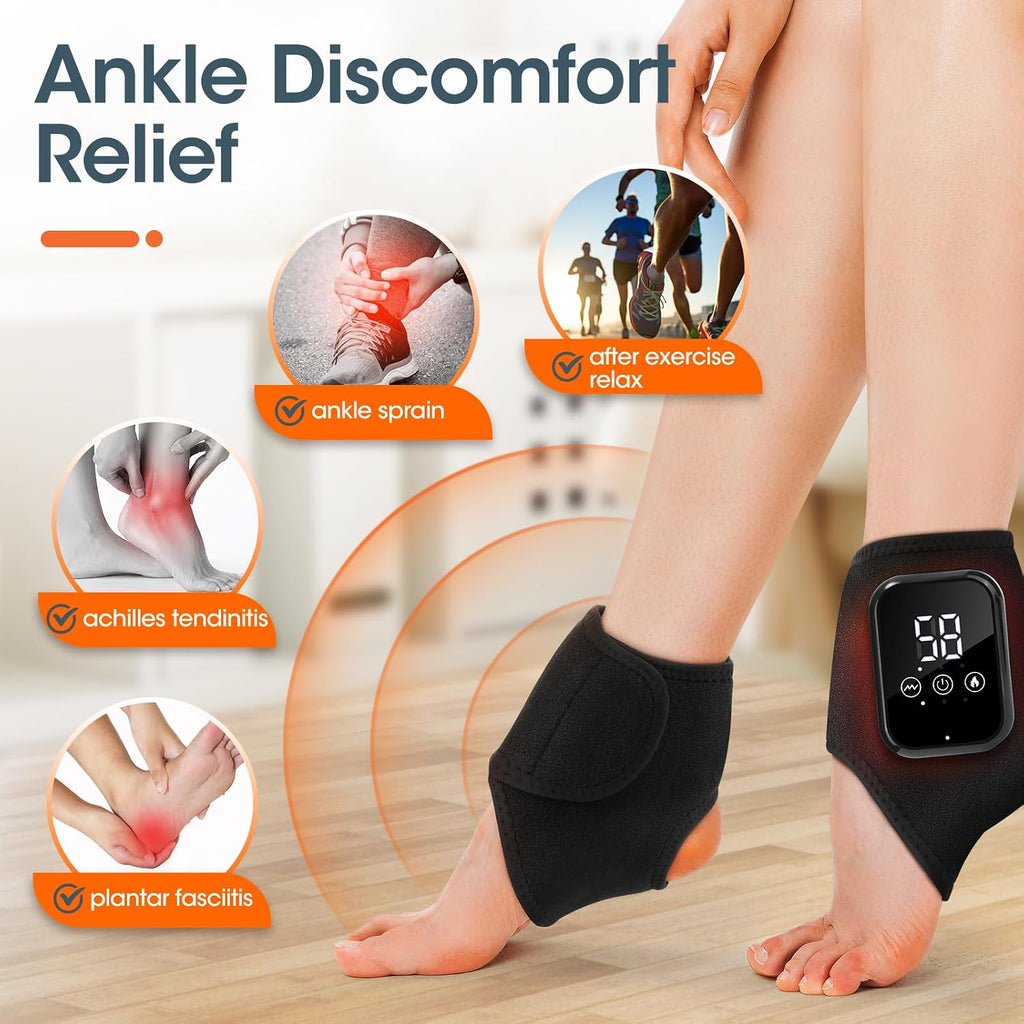 Rechargeable Electric Heating Foot Ankle Brace with Vibration Massage 3 Heat Levels & 3 Massage Modes Massagers