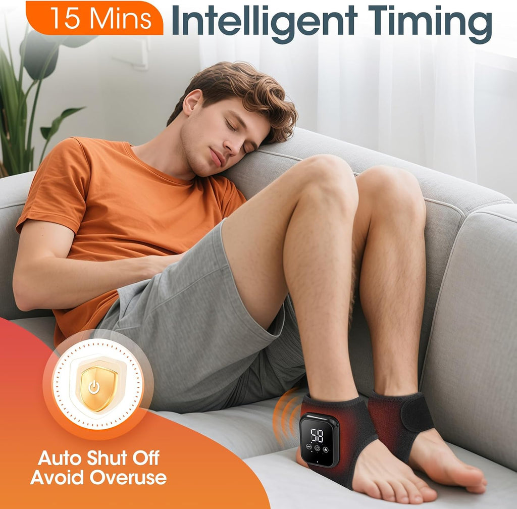 Rechargeable Electric Heating Foot Ankle Brace with Vibration Massage 3 Heat Levels & 3 Massage Modes Massagers
