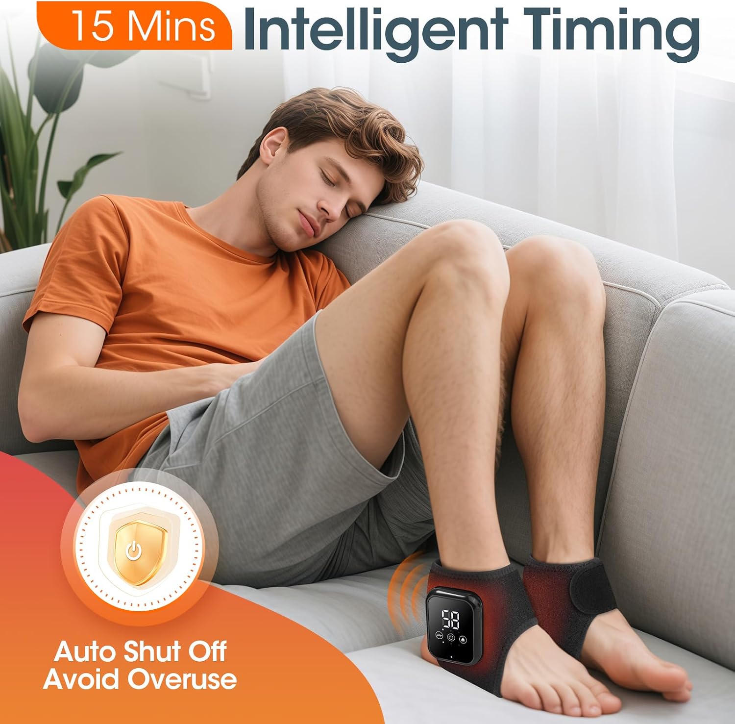 Rechargeable Electric Heating Foot Ankle Brace with Vibration Massage 3 Heat Levels & 3 Massage Modes Massagers