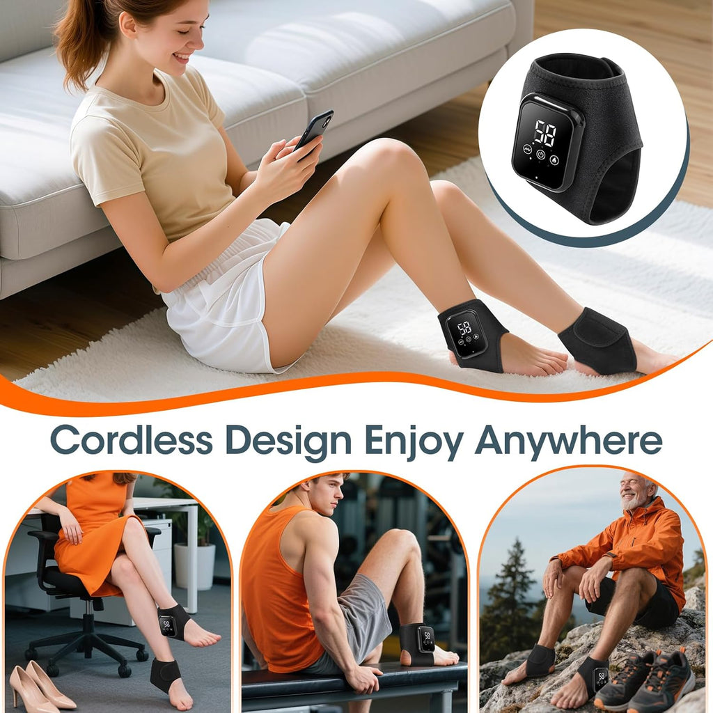 Rechargeable Electric Heating Foot Ankle Brace with Vibration Massage 3 Heat Levels & 3 Massage Modes Massagers