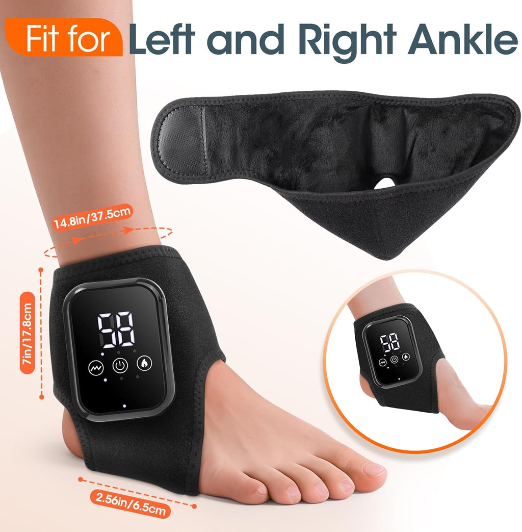 Rechargeable Electric Heating Foot Ankle Brace with Vibration Massage 3 Heat Levels & 3 Massage Modes Massagers