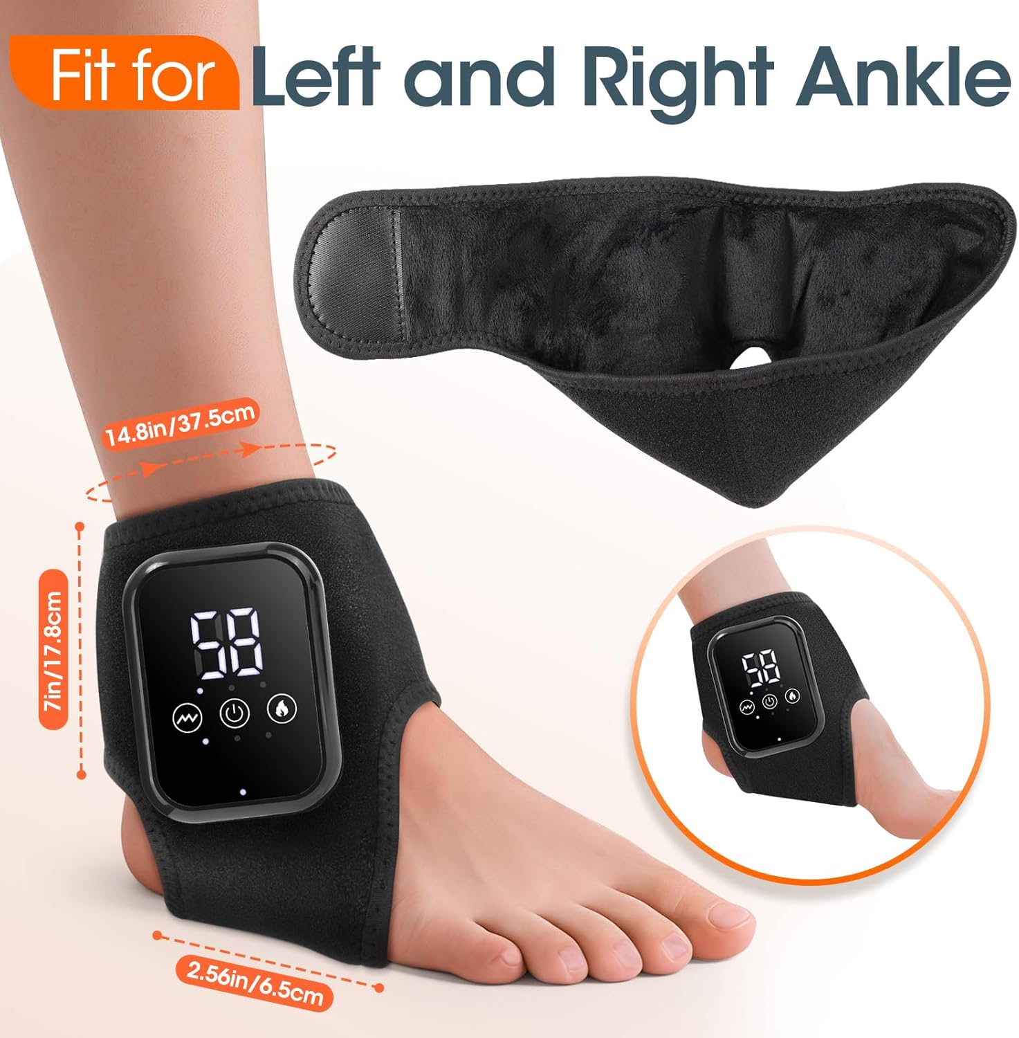 Rechargeable Electric Heating Foot Ankle Brace with Vibration Massage 3 Heat Levels & 3 Massage Modes Massagers