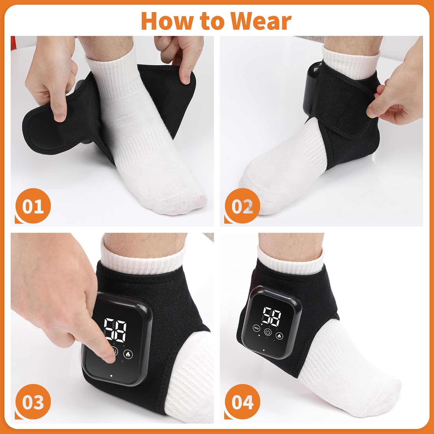Rechargeable Electric Heating Foot Ankle Brace with Vibration Massage 3 Heat Levels & 3 Massage Modes Massagers
