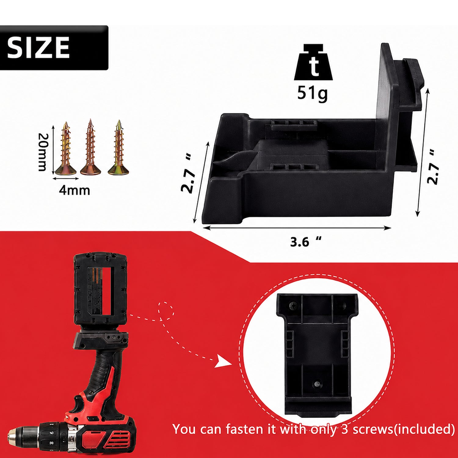5 Pack 2-in-1 Tool & Battery Holder Compatible with DeWalt Milwaukee