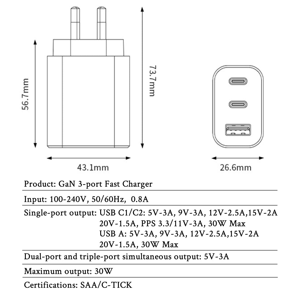 Fast Charger 30W Compatible with iPhone 17