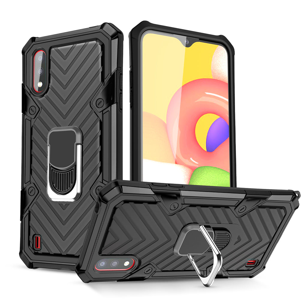 Samsung Galaxy A01 Rugged Tough Case Shockproof Hybrid Cover BLACK