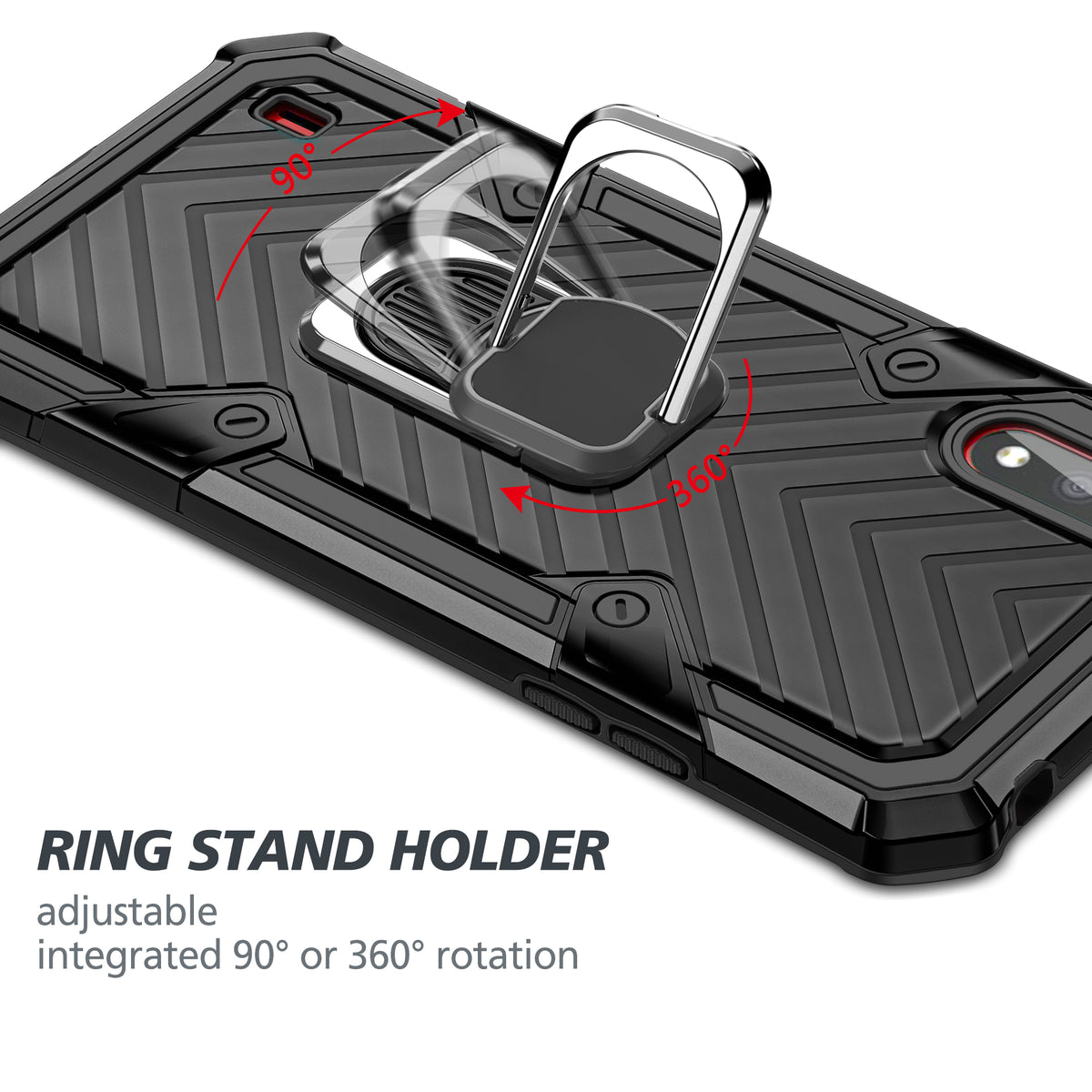 Samsung Galaxy A01 Rugged Tough Case Shockproof Hybrid Cover BLACK