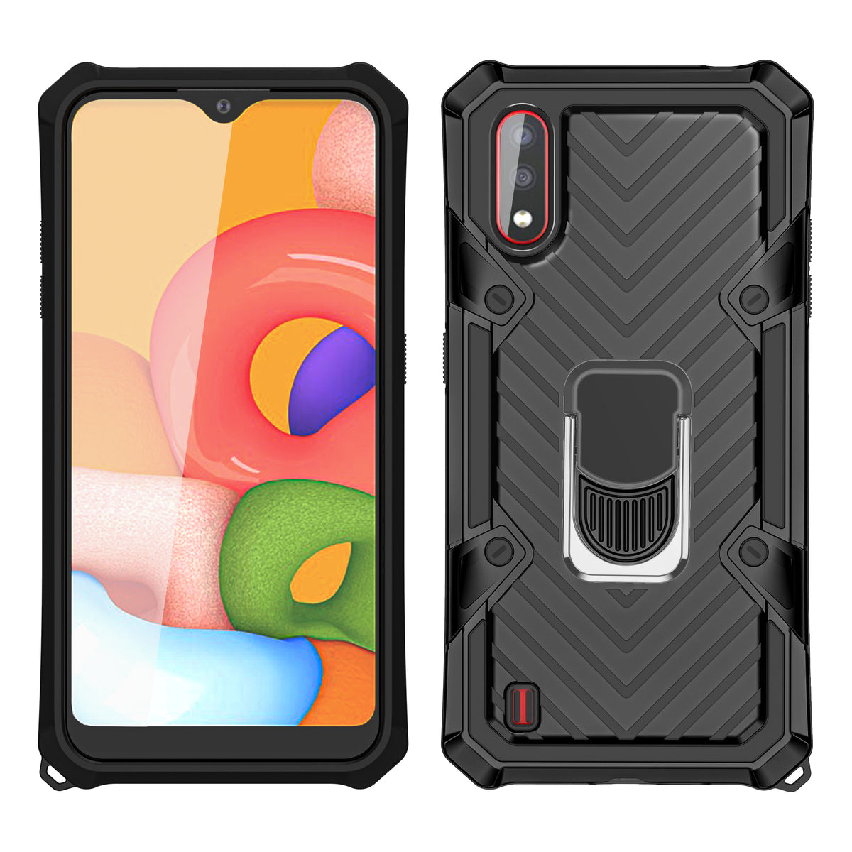 Samsung Galaxy A01 Rugged Tough Case Shockproof Hybrid Cover BLACK