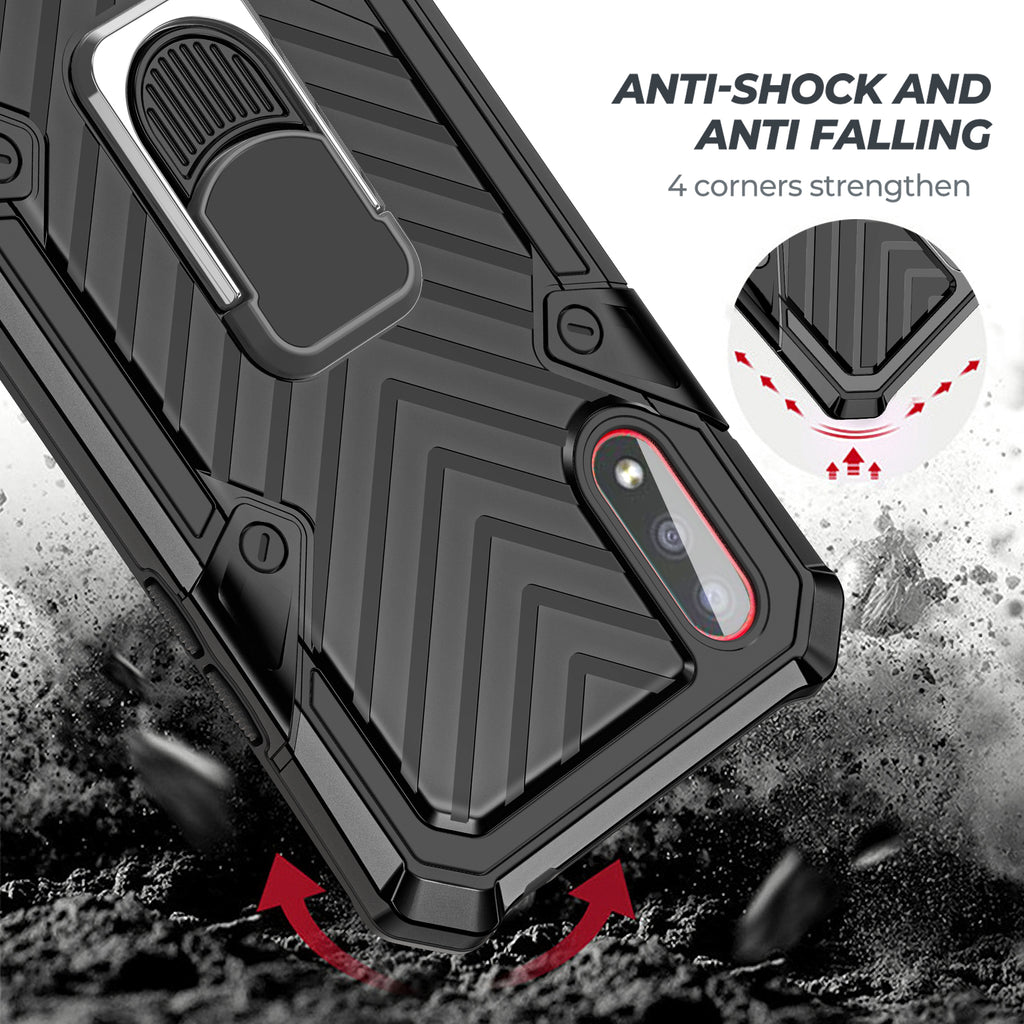 Samsung Galaxy A01 Rugged Tough Case Shockproof Hybrid Cover BLACK