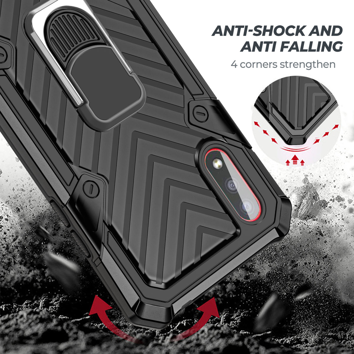 Samsung Galaxy A01 Rugged Tough Case Shockproof Hybrid Cover BLACK