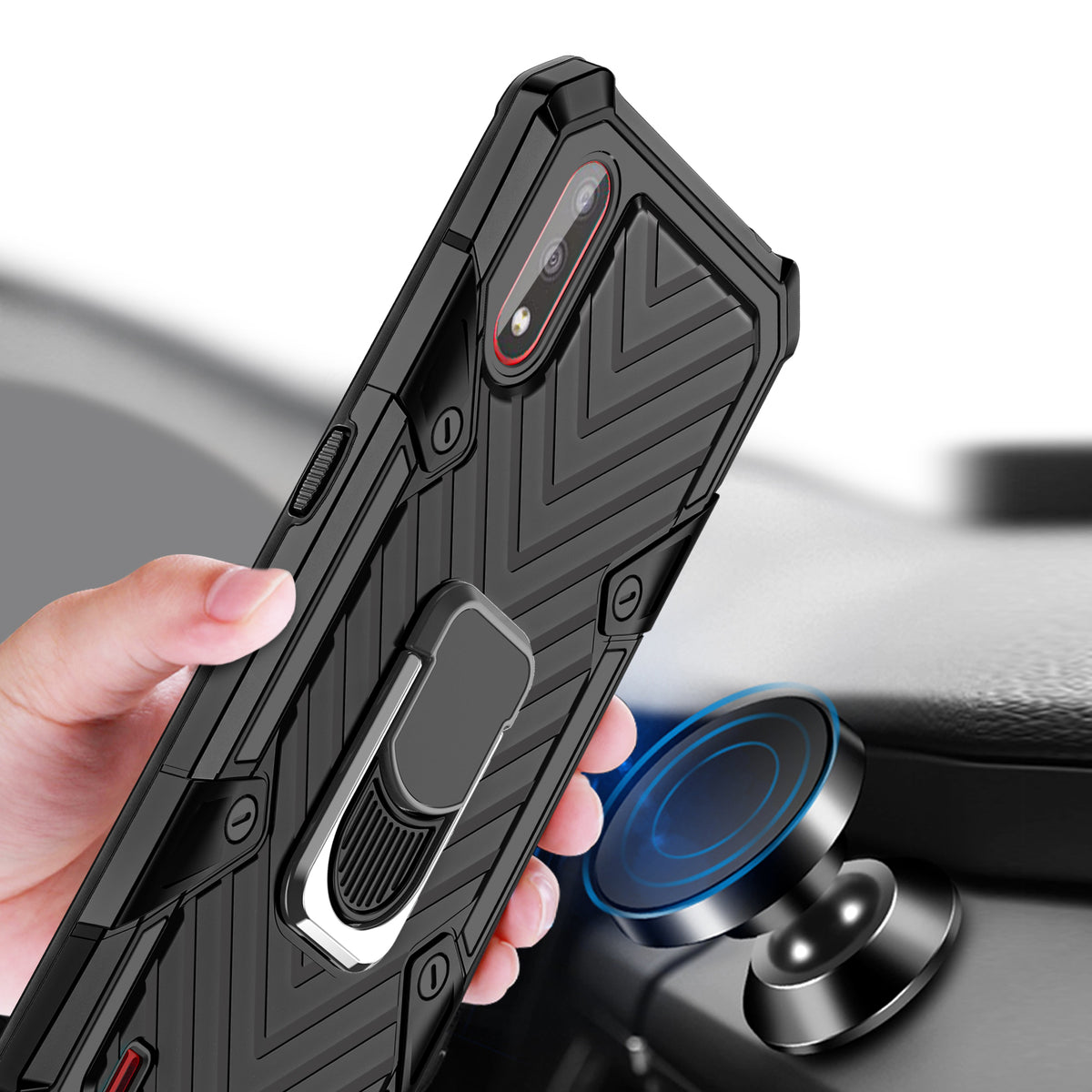 Samsung Galaxy A01 Rugged Tough Case Shockproof Hybrid Cover BLACK