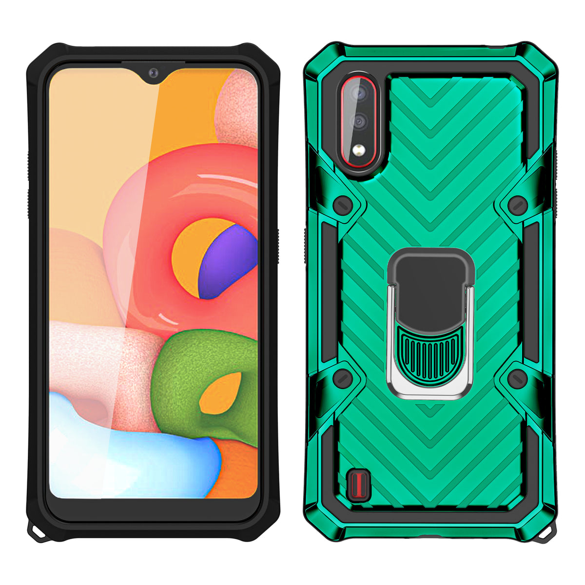 Samsung Galaxy A01 Rugged Tough Case Shockproof Hybrid Cover DARK GREEN