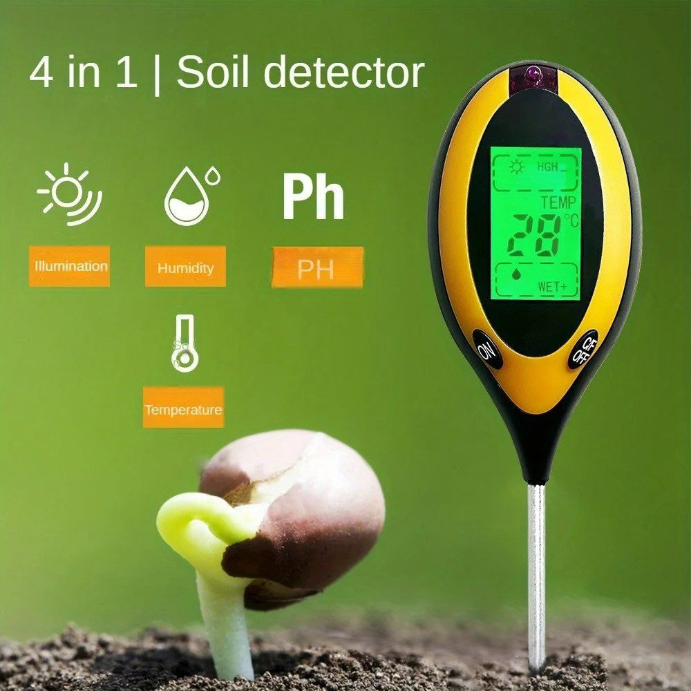 PH Temperature Moisture Sunlight Test Meter 4-in-1 Soil Tester