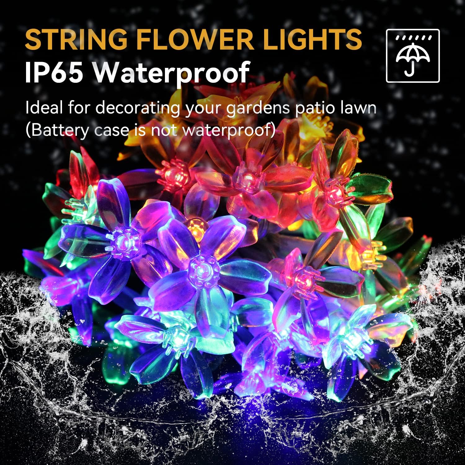 7m 50LEDs Solar Cherry Blossom Lights Waterproof Outdoor Solar Garden Fairy String Lights
