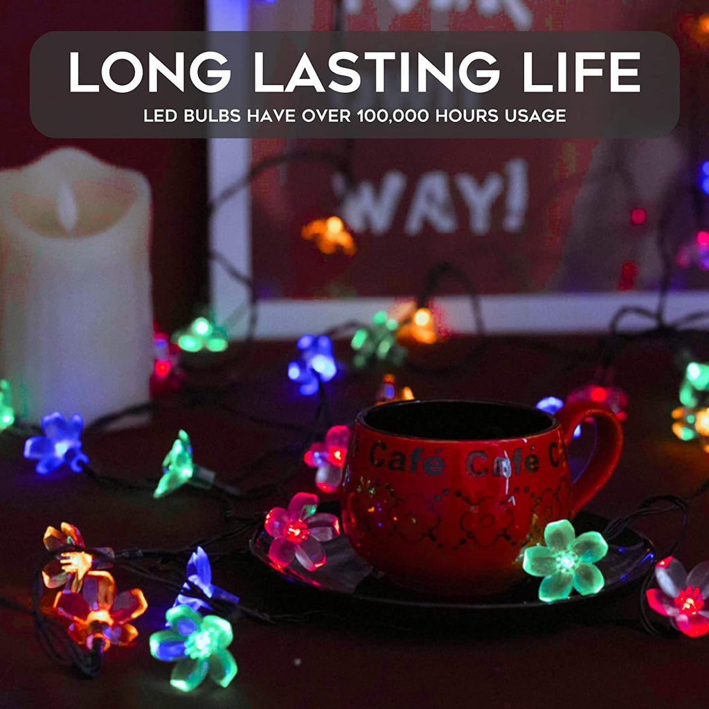7m 50LEDs Solar Cherry Blossom Lights Waterproof Outdoor Solar Garden Fairy String Lights