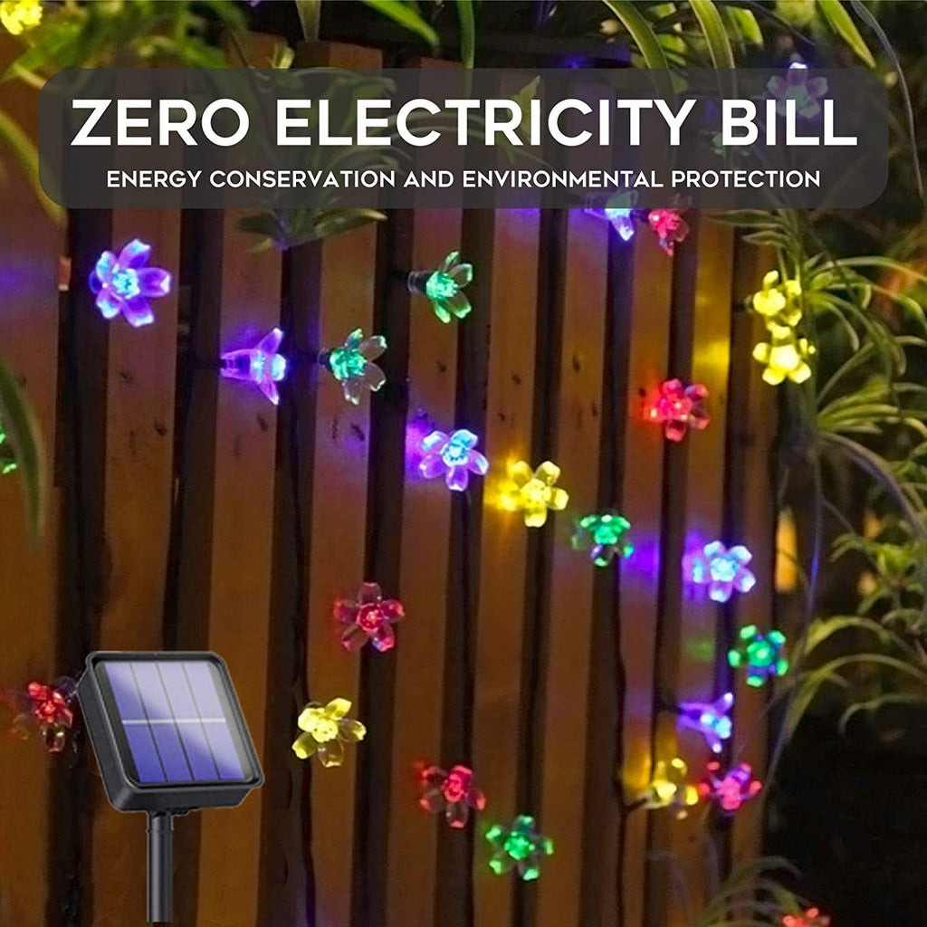 7m 50LEDs Solar Cherry Blossom Lights Waterproof Outdoor Solar Garden Fairy String Lights