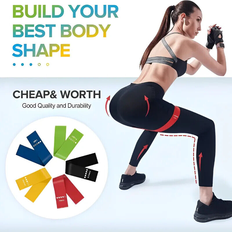 Set of 5 Resistance Bands for Exercise & Strength Training - Premium Elastic Bands for Fitness, Yoga, Pilates, and Home Workouts