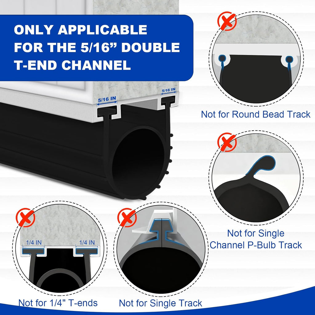 6M Garage Door Seal - Weatherproof Bottom Seal PVC Rubber Garage Door Threshold Seal