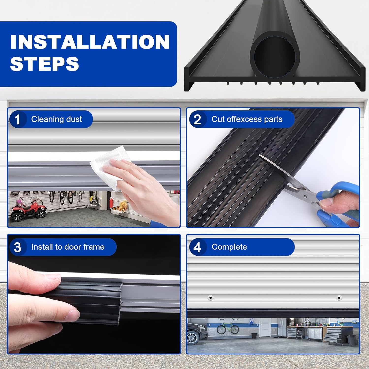 6M Garage Door Seal - Weatherproof Bottom Seal PVC Rubber Garage Door Threshold Seal