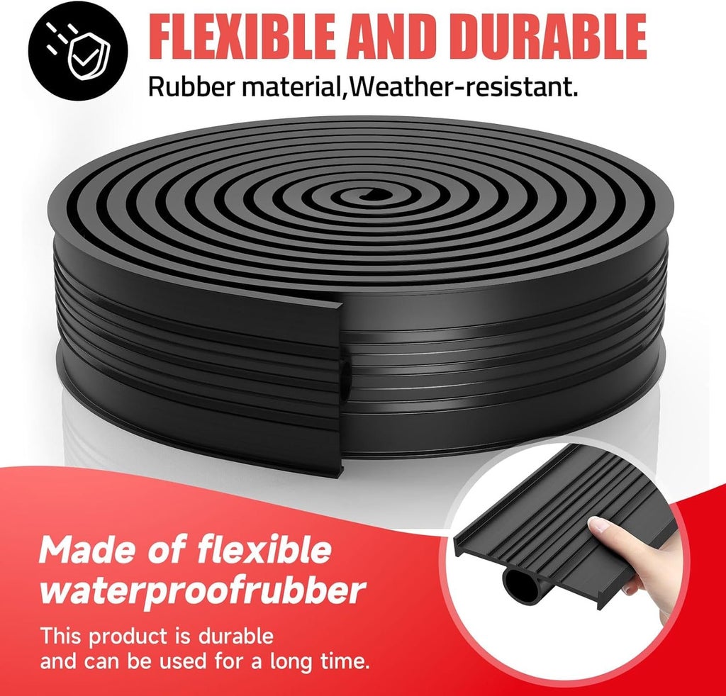 6M Garage Door Seal - Weatherproof Bottom Seal PVC Rubber Garage Door Threshold Seal