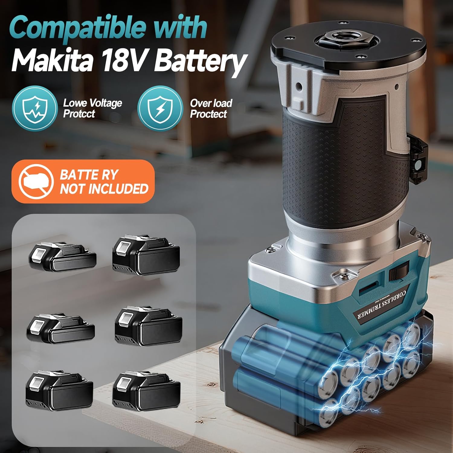 Cordless Trim Router Compatible with Makita 18V Battery 800W Woodworking Tool