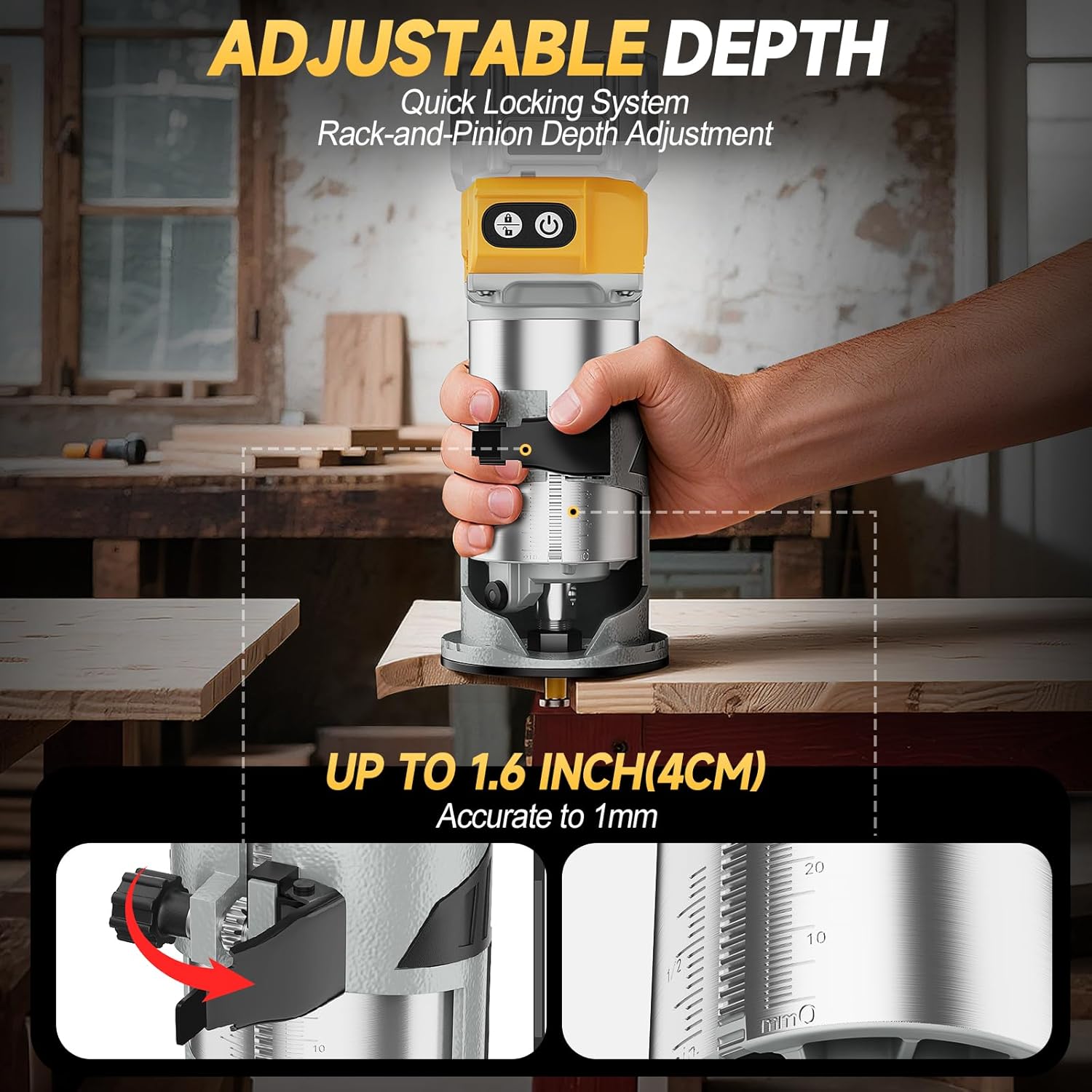 Cordless Trim Router Compatible with Makita 18V Battery 800W Woodworking Tool