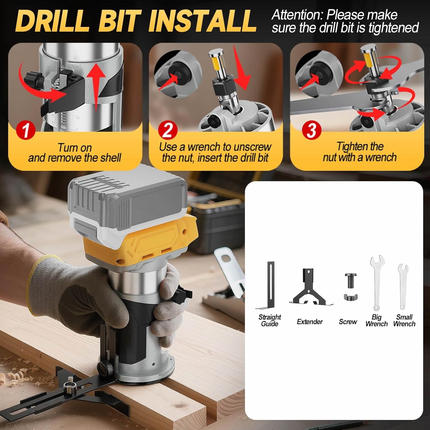 Cordless Trim Router Compatible with Makita 18V Battery 800W Woodworking Tool