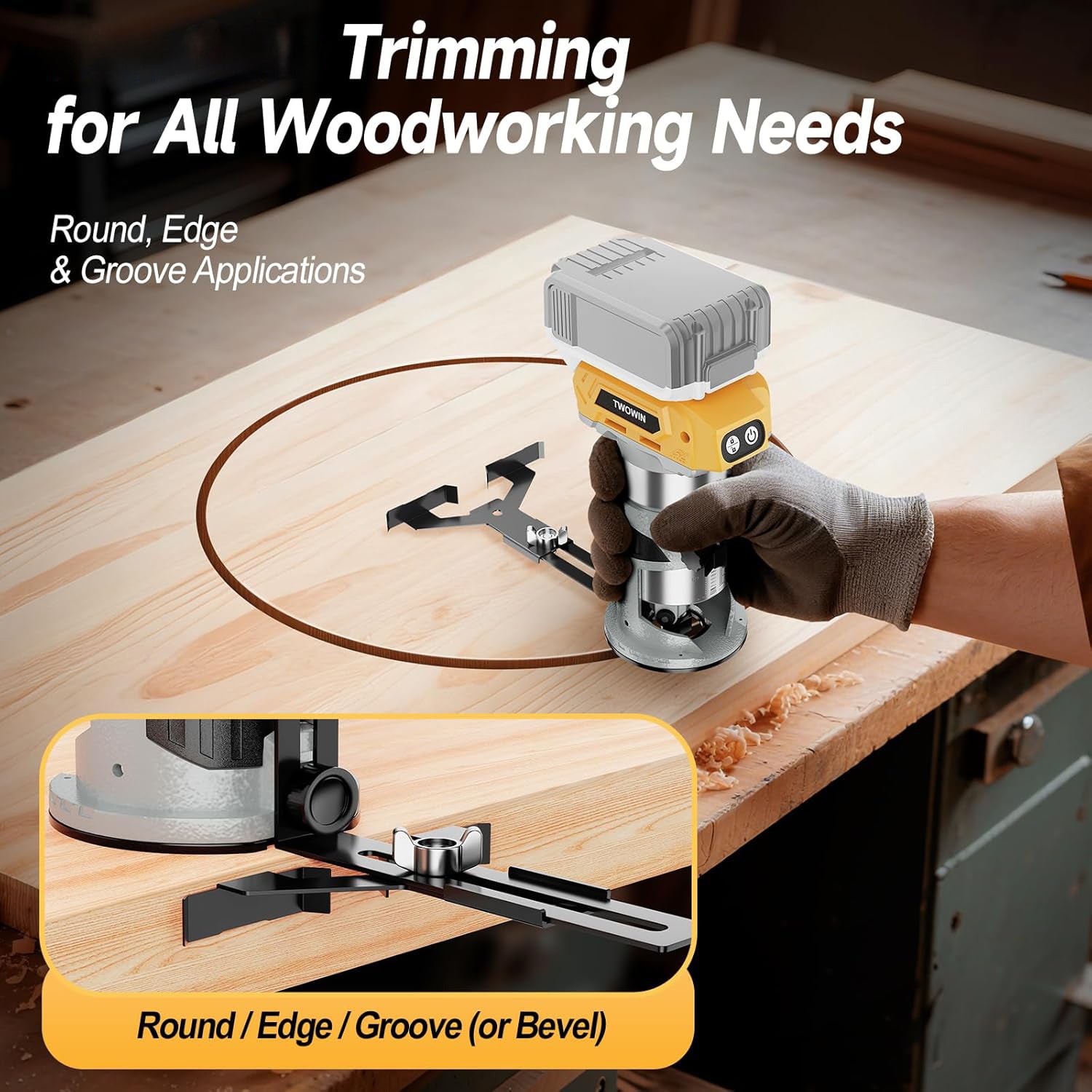 Cordless Trim Router Compatible with Makita 18V Battery 800W Woodworking Tool