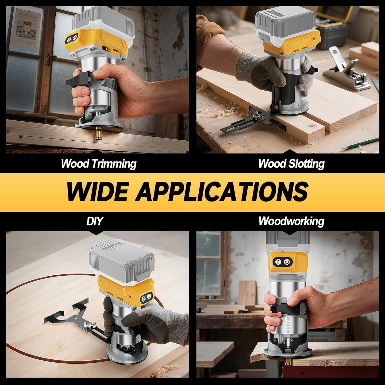 Cordless Trim Router Compatible with Makita 18V Battery 800W Woodworking Tool