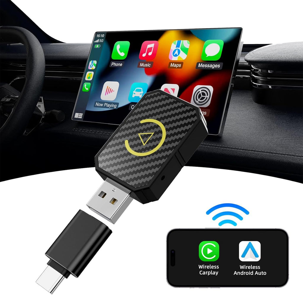 Wired to Wireless CarPlay Android Auto Adapter Bluetooth 5.2