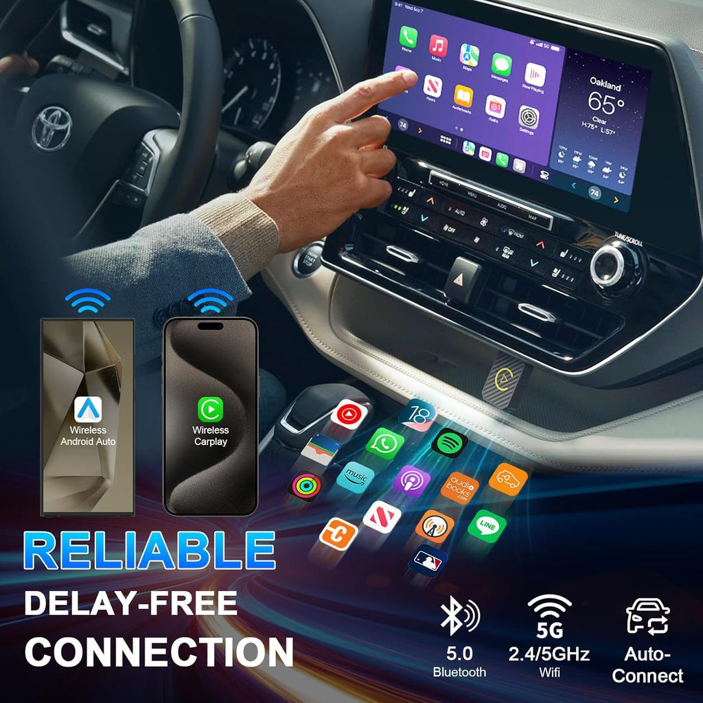 Wired to Wireless CarPlay Android Auto Adapter Bluetooth 5.2