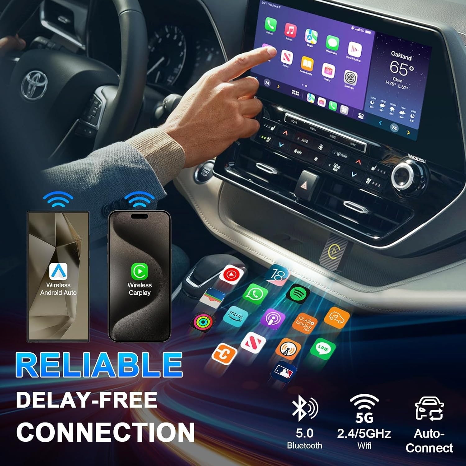 Wired to Wireless CarPlay Android Auto Adapter Bluetooth 5.2